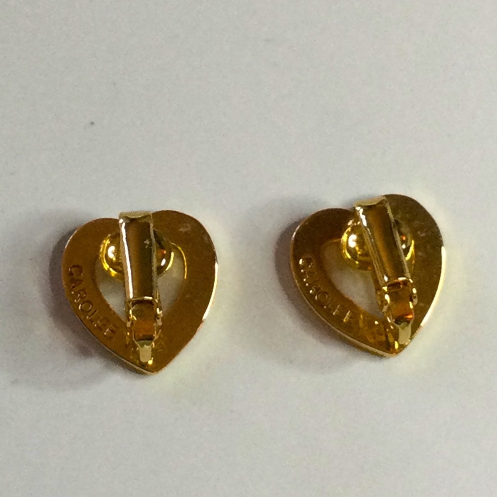 CAROLEE HEART SHAPED MOTHER OF PEARL EARRINGS GOLD PLATED CLIP ON - Picture 7 of 9